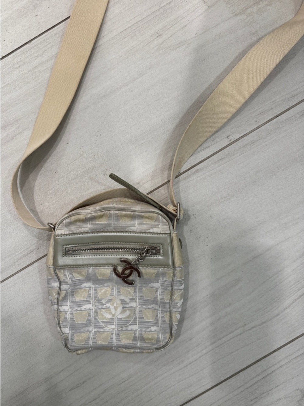 CHANEL Beige Cream Monogram Crossbody Bag